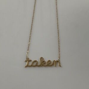 Gold 'Taken' Script Nameplate Necklace
